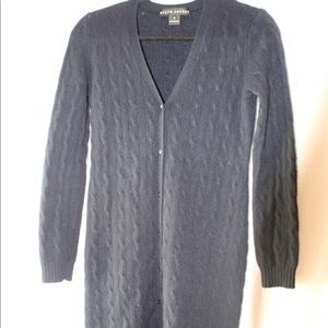 RALPH LAUREN CASHMERE V NECK LONG CARDIGAN SZ M